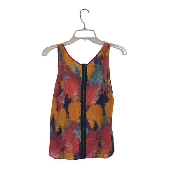 Delia's Women's Sheer Tank Top Feather Print Colorful Sleeveless  Size Medium - Picture 2 of 12